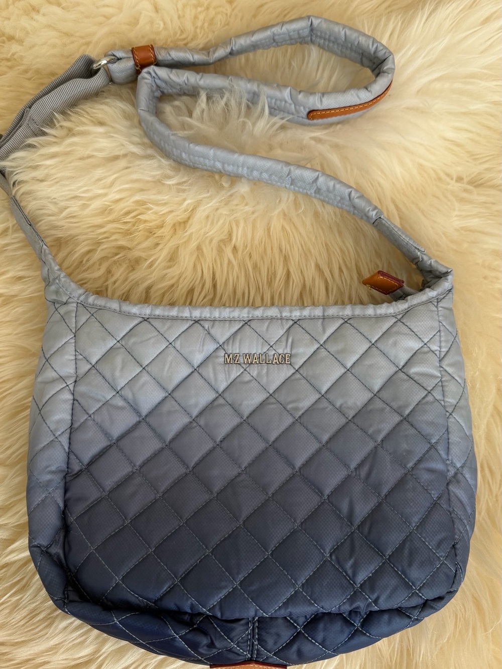 MZ Wallace Quilted Ombre Shoulder Bag - Light to Dark Blue